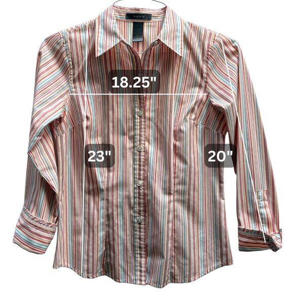 Liz Claiborne Striped Button-Down Shirt – Petite 4 – 100% Cotton – Excellent Con - Picture 7 of 7